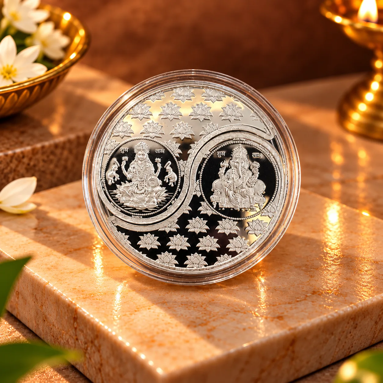 Verrah Laxmi Ganesha Shubh Labh Fine Silver Coin 999 — view 1