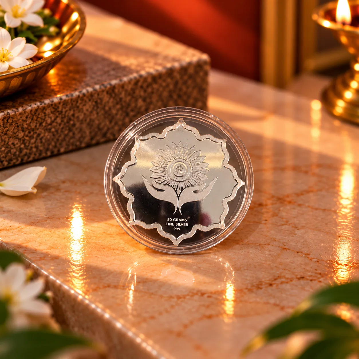 Verrah 50g Om Sunflower Fine Silver Coin 999 — view 1
