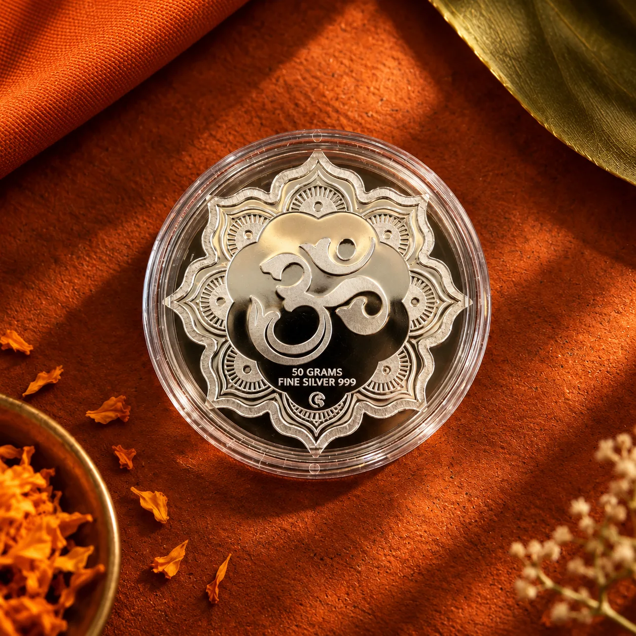 Verrah 50g Om Designer Fine Silver Coin 999 — view 1