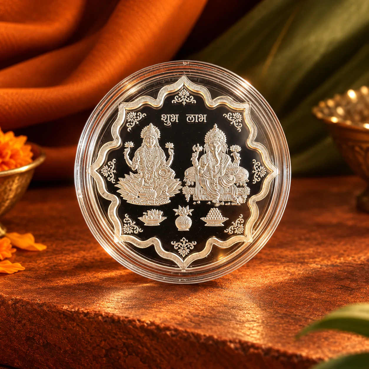 Verrah Laxmi Ganesha Yin Yang Silver Coin 999 Purity — view 1